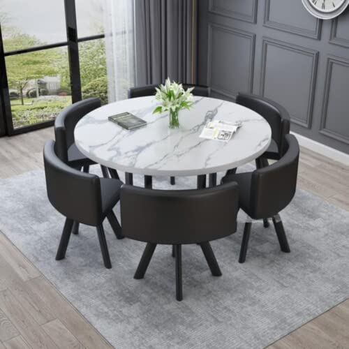 ダイニングテーブルセット6人用 だいにんぐテーブル セット6人 食卓テーブルセット 北欧ライト高級ラウンドダイニングテーブルと椅子の組み合わせモダンなミニマリストラウンドダイニングテーブルホーム小さなアパートラウンドテーブルダイニングテーブル6人用 (模造