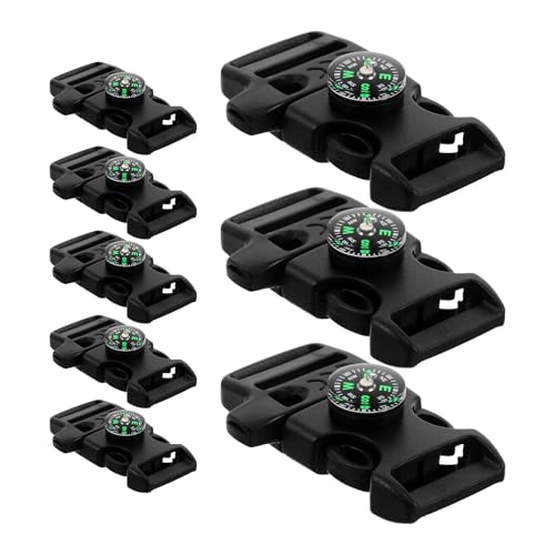 Beavorty 8 Piezas Hebillas de Silbato y Brújula para Mochila y Pulsera, Clip de Cuerda de Paracord de Plástico, Ligeras y Resistentes para Aventura al Aire Libre y Viaje