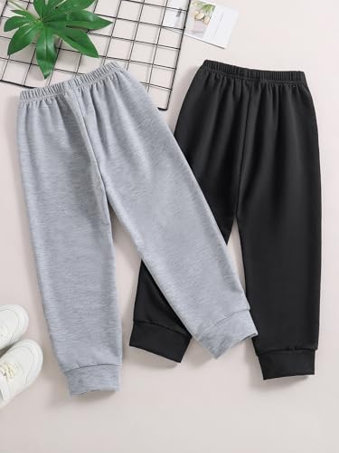 2 Pack Boys Elastic Waist Joggers Sweatpants Kids Pull-On Active Athletic Pants4