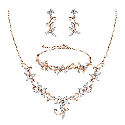 Juegos de joyas de mujer para regalo de aniversario conjunto nupcial con collar de marquesa