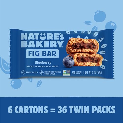 Image of Nature's Bakery Whole Wheat Fig Bars, Blueberry, Real Fruit, Vegan, Non-GMO, Snack bar, 6 Count (Pack of 6)