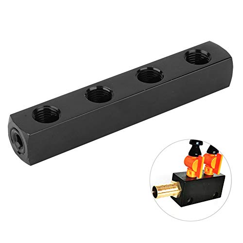 Separatore Collettore Aria Pneumatica, 3 Vie 4 Vie, Blocco Collettore in Alluminio con Connessione Rapida BSPP 1/4 Pollici, per Tubo Aria Compressa