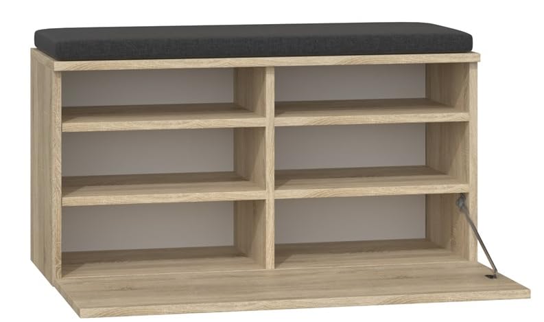 BDW Scarpiera con seduta, scarpiera, 85 x 35 x 45 cm, corridoio, soggiorno, camera da letto, soluzione perfetta in caso di mancanza di spazio per scarpe ( rovere Artisan