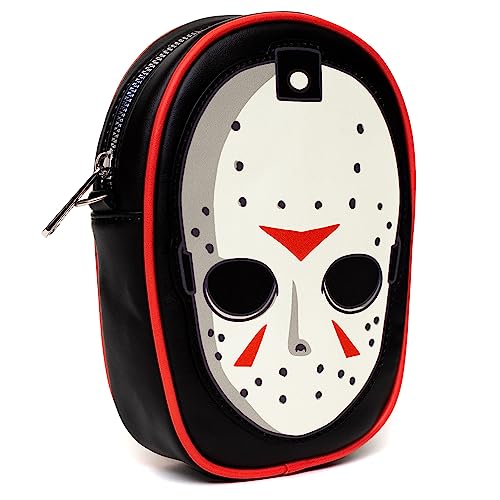Warner Bros. Horror Movies Bag, Crossbody, Friday The 13th Jason Hockey Mask Applique, Vegan Leather2