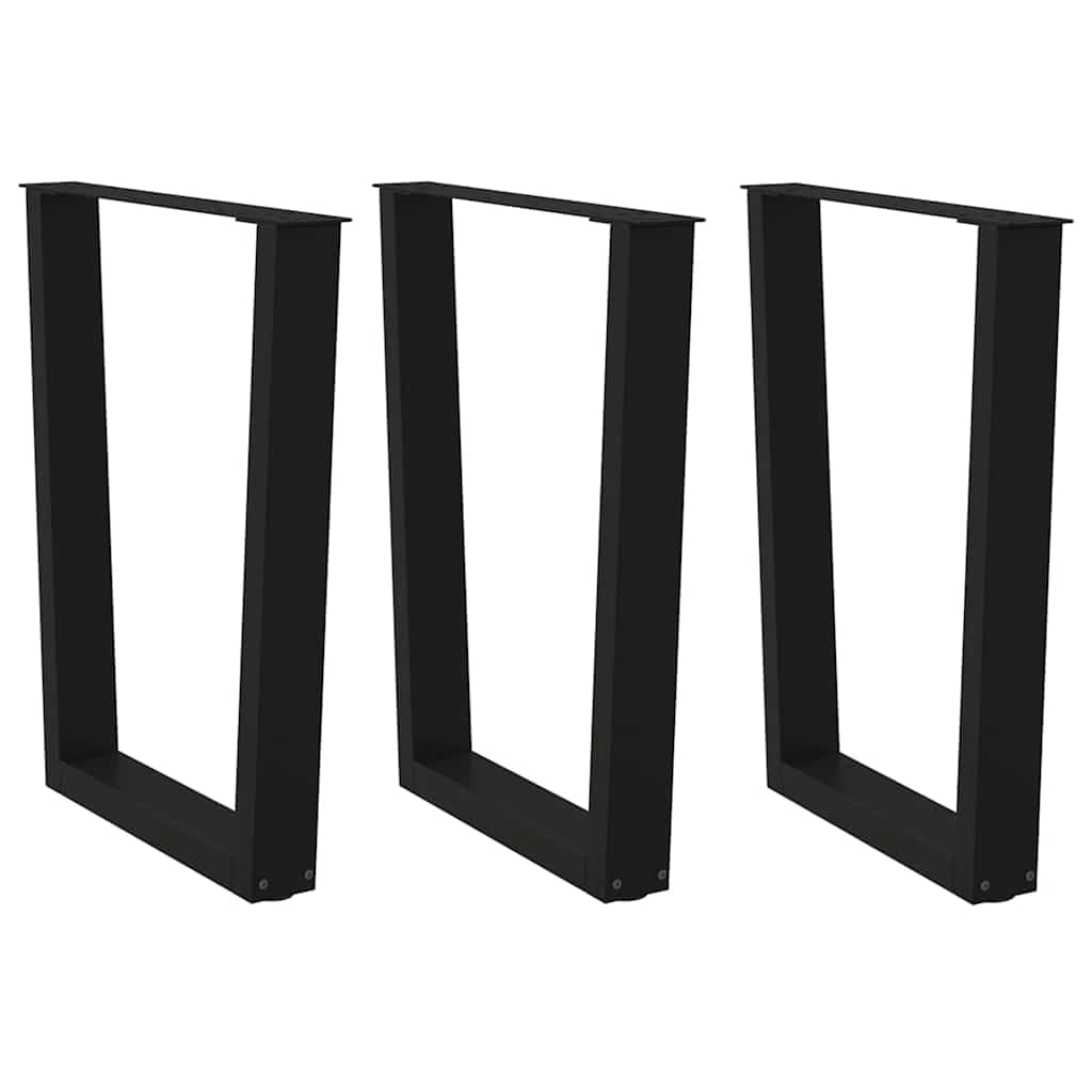 Gambe per tavolo da pranzo a forma di V, 3 pezzi, nero, 70 x 72-73,3 cm, in