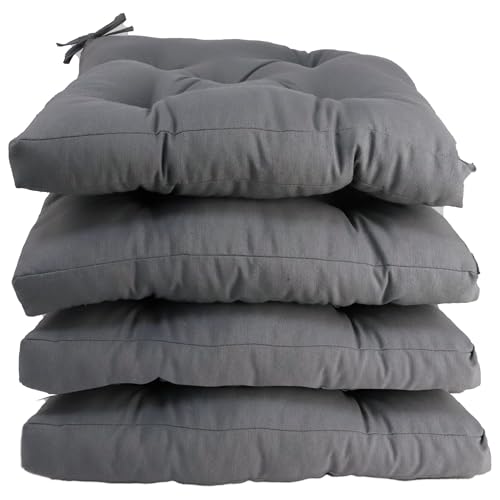 various Pack 4 Cojines para Silla，Cojin de Asiento Decorativo Funda de Poliéster y Relleno de Fibra Hueca 45x45x5cm,Ideal para Comedor, Terraza, Salón y Restaurante,Color Gris