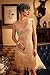 BABEYOND Women's Flapper Dresses 1920s V Neck Beaded Fringed Great Gatsby Dress Beige