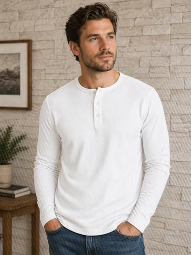 Image of FN3 Men's Premium Waffle Knit Henley Tshirt for Men