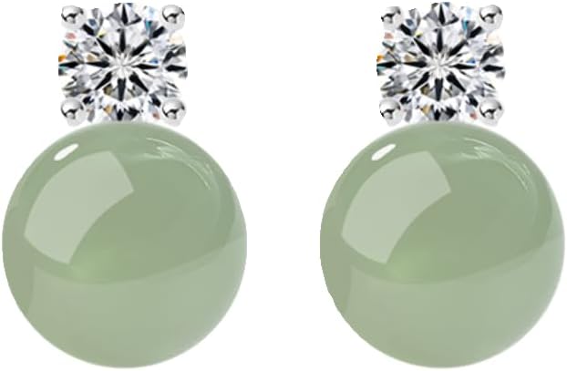 New Year gifts Natural Real Jade Stud Gold Plated 925 Silver Jade Jewelry for Daily