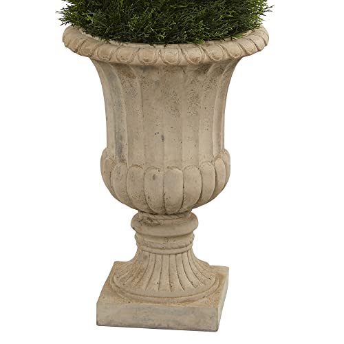 Nearly Natural 5’ Double Pond Cypress Artificial Spiral Topiary Urn Uv Resistant (Indoor/Outdoor) Silk Trees Green #TOP2