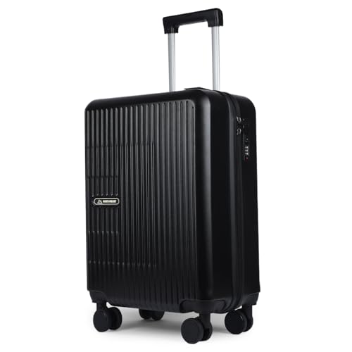 Image of Move-Meant Travel PRO Cabin Size Trolley Bag for Travel, 55cm, Black - Small Hard Shell Luggage - 360 Degree Spinner Wheels - Unisex - Polycarbonate Suitcase - Combination Lock - Flight Short Trips