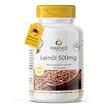 Leinöl 500mg Kapseln - Flaxseed Oil 500mg - 250 Softgels - schluckfreundlich...