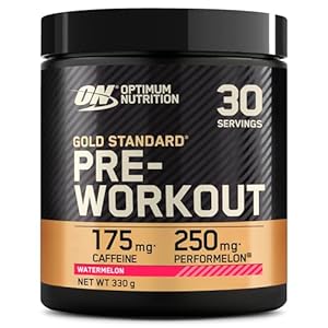 Optimum Nutrition Gold Standard Pre Workout en poudre, boisson énergétique avec créatine monohydrate, bêta-alanine, caféine et vitamines B, complément goût Pastèque, 30 portions, 330 g