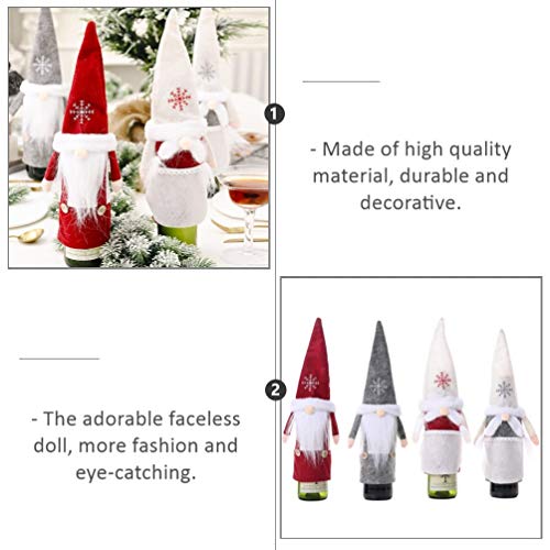 BESTOYARD 4 peças de capas de vinho de Natal Gnomo sueco para presente de vinho, acessórios de mesa