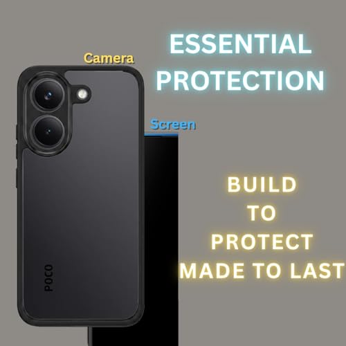 Image of Mobile Back Cover Compatible with REDMI Turbo 5 5G Back Cover | Transparent Black Border Shockproof Case | Slim & Durable