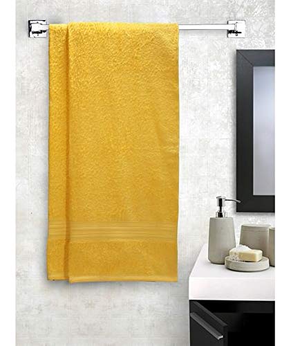 Image of Global Home 100% Cotton Bath Towel II 500 GSM II Yellow II 140 X 70 cm - 2pc Set for Gym, Kitchen, Home, Bathroom or Spa, Wash Basin, Hotel