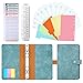 DAOUZL 28pcs Portfolio A6 en PU Cuir, Budget Planner, Classeur de Budget à 6 trous avec Pochettes Transparentes Zippées, Feuilles de Budget, Autocollants D'étiquettes, Règle, Séparateurs de Reliure