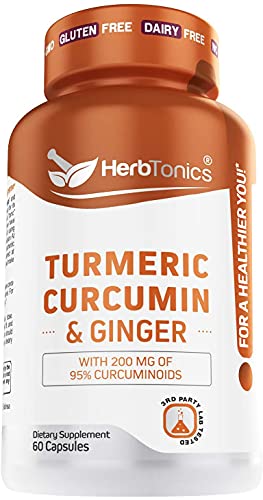 Turmeric Curcumin 1600mg with Bioperine (Black Pepper) | Joint Supplement | Joint and Mobility Support | Men and Women (with Ginger) Turmeric Curcumin 1600mg with Bioperine (Black Pepper) | Joint Supplement | Joint and Mobility Support | Men and Women (with Ginger)