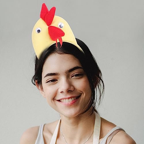 PRETYZOOM 2Pcs Chicken Headband Rooster Headband Plush Animals Headband Ear Horn Hair Hoop Easter Dress Up Costume Party Favors for Adults Kids