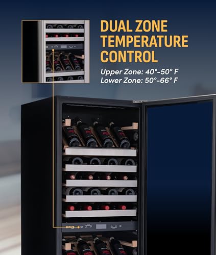 Image of NewAir ESTATE Wine Fridge Dual Zone 160 Bottle Capacity, Premium 24 inch Refrigerator with Display Shelves for Wines, Professional Built-in /Freestanding Wine Cellars in Seamless Stainless Steel