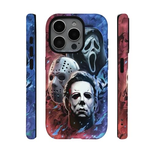 qizjio Horror Phone Case Shockproof Protective Halloween Phone Cover for iPhone 15 Pro