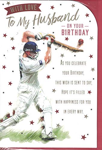 Tarjeta de cumpleaños para marido con texto en inglés "With Love to My Husband On Your Birthday", tamaño mediano, 23 cm x 16 cm