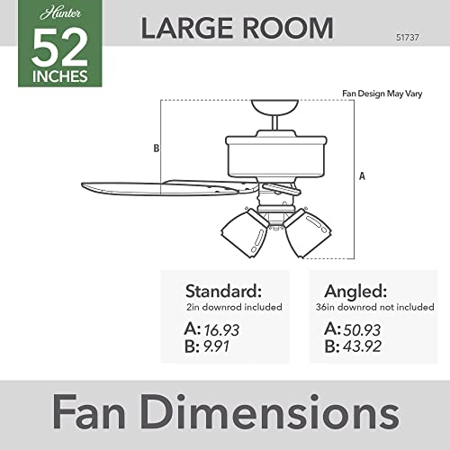 Image of Hunter Swanson, Indoor, Ceiling Fan, with LED Lights, 52 inch, Matte Black