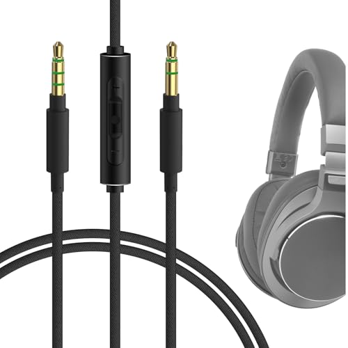 GEEKRIA Audio Cable with Mic Compatible with ATH ATH-M50xBT2 ATH-M20xBT Headphones, 3.5mm Braided Nylon Replacement Stereo Cord with Inline Microphone (4 ft/1.2 m)