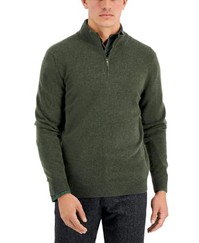 Club Room Men's Cashmere Quarter Zip Sweater Green Size X-Large XL