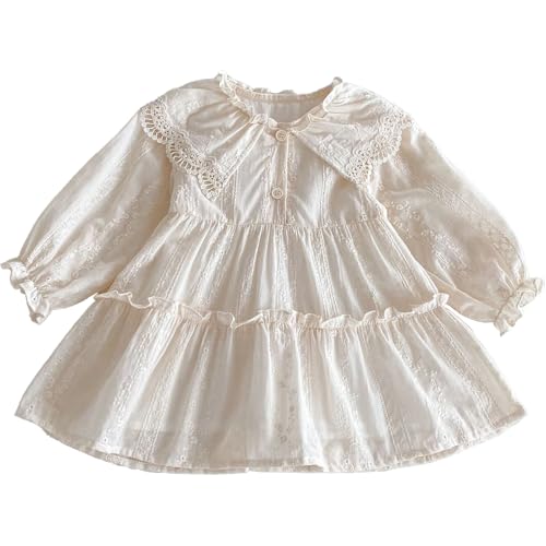 Spring Baby Toddler Girls' Long Sleeve Princess Dress - Cute & Stylish Outfit for Spring/Fall (US, Age, 2 Years, 3 Years, Apricot)