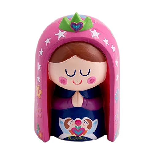 Virgencita Plis Manto Rosa Figura 10 cm. guananonli Imagen Nuestra Señora de Guadalupe Resina