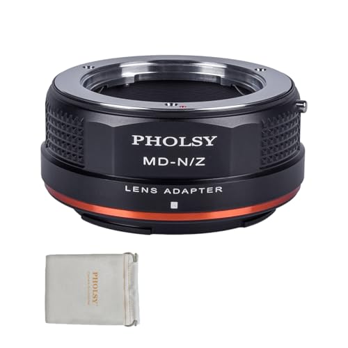 PHOLSY Enfoque Manual Adaptador de Objetivo Compatible con Objetivos Minolta Rokkor MD (MC/SR) y Cuerpo de Cámara Nikon Z, MD a Z