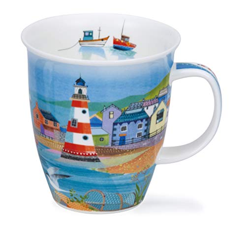 Dunoon Fine Bone China Mug Nevis Shape Made in England Dishwasher & Microwave Safe - Shoreline (Lighthouse)