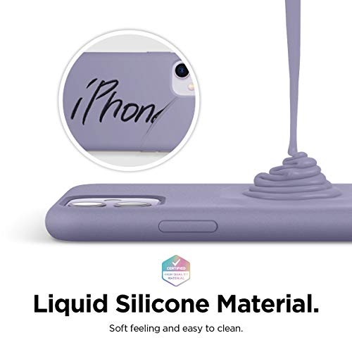 Image of elago Compatible with iPhone 11 Case, Liquid Silicone Case, Full Body Protective Cover, Shockproof, Slim Phone Case, Anti-Scratch Soft Microfiber Lining, 6.1 inch (Lavender Grey)