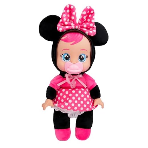 Cry Babies Tiny Cuddles Disney Minnie, Poupée Douce de 25 cm, Pleure de Vraies Larmes, Pyjama Disney, Jouet Cadeau pour Garçons et Filles +18 Mois