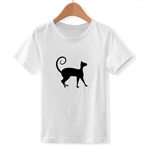 T-Shirt Chat Noir Silhouette col ras du cou blanc vêtement garçon grande taille XXXL