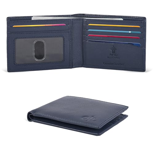 Image of Oak Leathers Slim Leather Wallet for Men - RFID Wallets Credit Card Holder Ultra Thin Gift for Mens, Front Pocket Minimalist Design