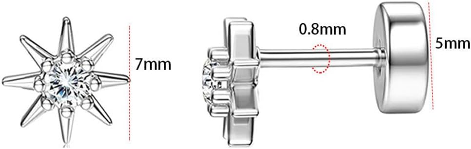 20g Cute CZ Sun Flat Screw Back Small Stud Earrings for Women Men Stainless Steel Silver/Gold Plated Minimalist Crystal Cartilage Tragus Piercings Sleeper Studs Hypoallergenic Fashion Jewelry for Daughter - Image 2