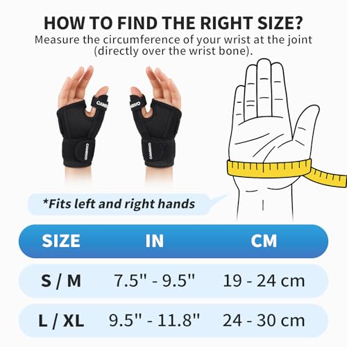 CAMBIVO Wrist Supports with Thumb Splint, Wrist Splint with Adjustable Straps, Breathable Thumb Support for Arthritis De Quervain's Tenosynovitis, Sprains, Fits Right or Left Hand(Black, S/M) - Image 3