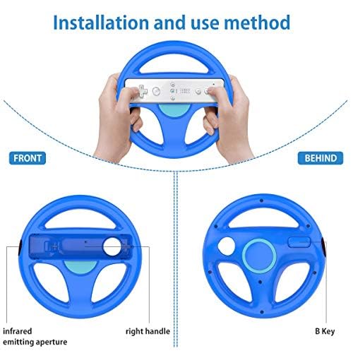 Mario Kart Wii, 2 Pack Racing Steering Wheel for Wii Controller, Wii Mario Kart Racing Wheels for Nintendo Wii Remote Game (Blue+Red) by NBCP - Image 4