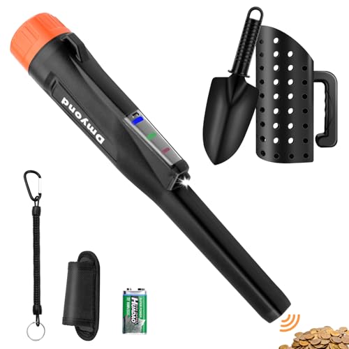 Dmyond Metal Detector Pinpointer & Accessories Kit, Waterproof Handheld Pin Pointer Wand, 3 Modes Detecting Search Pinpointing Finder Probe, Sand Sifter Scoop and Shovel, Beach Digging-Black