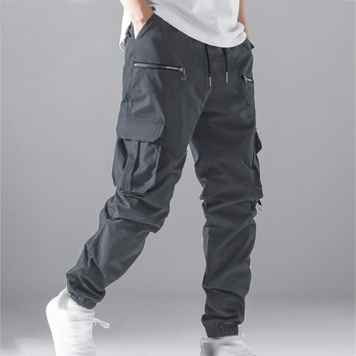 Mens Cargo Joggers Pants Elastic Waist Drawstring Casual Stretch Baggy Trousers Workout Sweatpants with Multi Pockets3