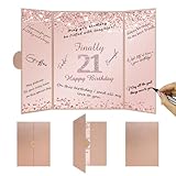 Vlipoeasn 21st Birthday Guest Book Alternative, Rose Gold 21st Birthday Party Decorations for Women, Creative Diamond 21st Birthday Signature Book, Cheers to 21 Year Old Birthday Party Supplies