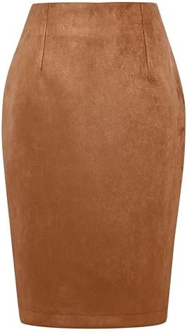 IDEALSANXUN Plaid Skirts for Women Fall Winter Knee Length Pencil...