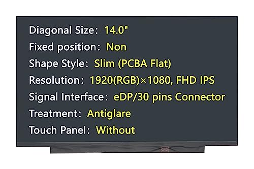 Image of New Screen Replacement for Lenovo 5D10W87245 B140HAN04.E H /W:0A,eDP 30 pins Connector,1920(RGB)x1080 FHD IPS,Antiglare,LCD LED Display