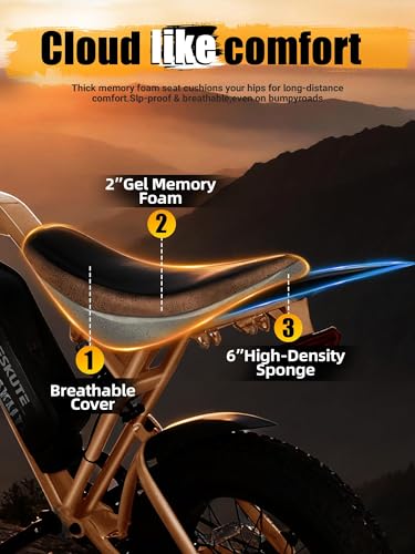 Image of Electric Dirt Bike Adults, 1300W Peak 52V20.8Ah ebike, 32MPH 20 inch x4.0 Fat Tire, Streamlined E-Motorcycle with 7 Speeds for Youths, V200，Orange with Rear Rack + Footrests