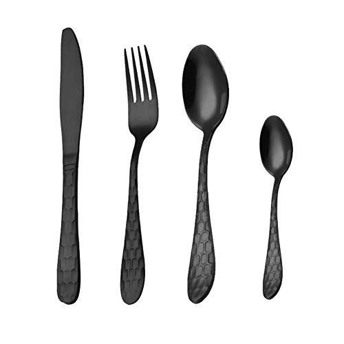Couverts en acier inoxydable noir avec fourchettes et cuillères design