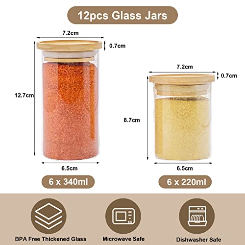 YOCOLE Barattoli Vetro Set di 12, 220ml/340ml