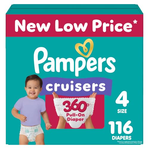 Image of Pampers Diapers - Cruisers 360 - Size 4, 116 Count, Babyproof up to 100% Leakproof Pull-On Diaper