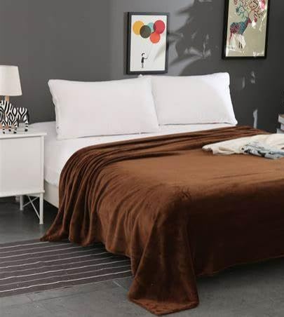 Image of Sands Luxurious 6Pc Bedding Set for Winter, 1 Double Duvet Cover,1 Double Bed bedsheet, 2 Pillow Covers, 2 Round Cushions, Ultra Soft Woollen Bedsheet Set- 90X100 inches (Dark Bronze)